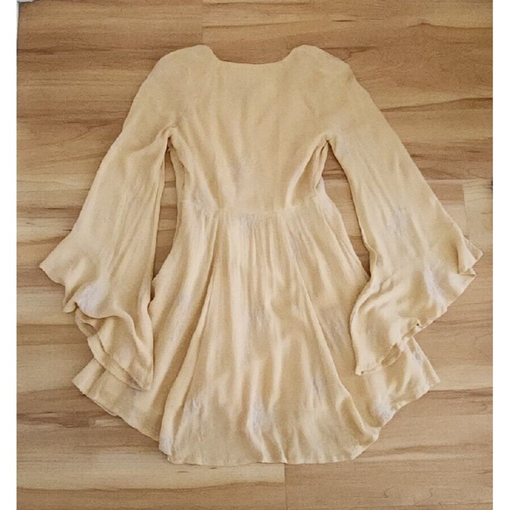 Free People Jasmine Bohemian Light Yellow Embroidered Mini Dress Sz  0  XS - Picture 3 of 12
